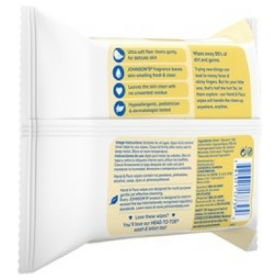 JOHNSONS HAND AND FACE WIPES 25CT