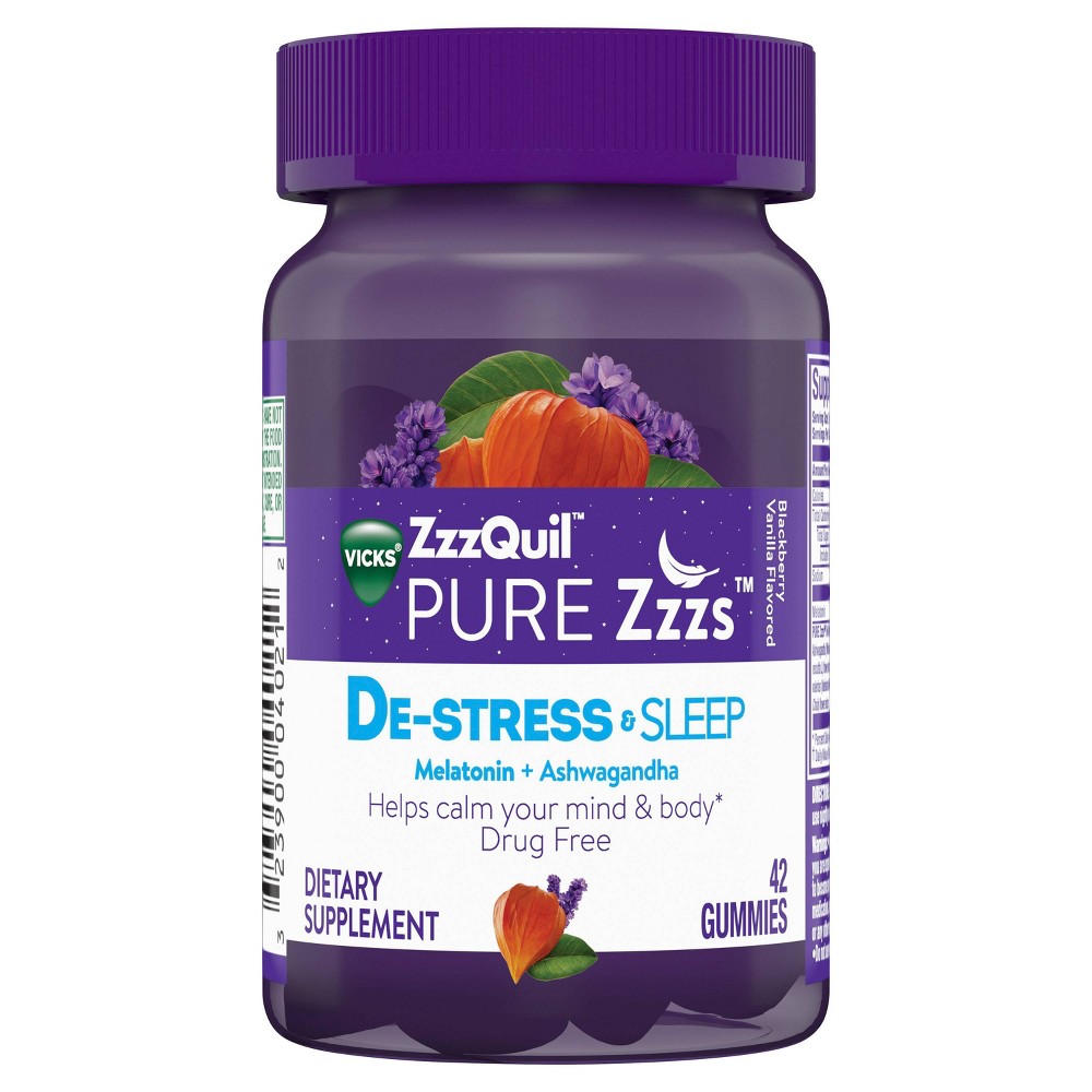 ZzzQuil PURE Zzzs, DeStress & Sleep, Melatonin Sleep Aid with