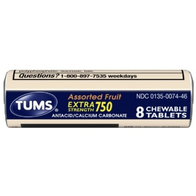 TUMS EXTRA TABLET FRUIT SINGLE 12X8CT