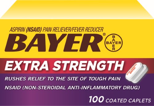 BAYER EXTRA STR COATED CAPLETS 100CT