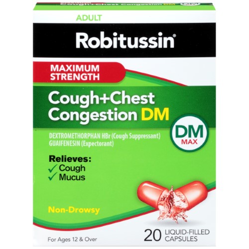 ROBITUSSIN MAX STR CGH/CONG DM CAP 20CT