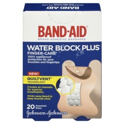 BAND AID WATER BLOCK+ FNGR/CRE ASST 20CT