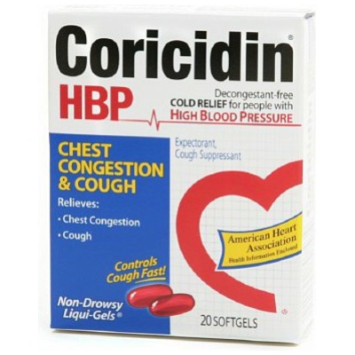 Coricidin HBP Chest Congestion & Cough Medicine Liquid Gels 20 Ct