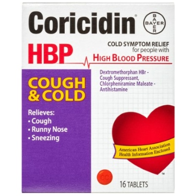 CORICIDIN HBP COUGH COLD TABLET 16CT