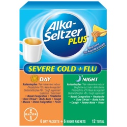 Alka-Seltzer Plus Severe Cold and Flu Day/Night Powder, 12 Count