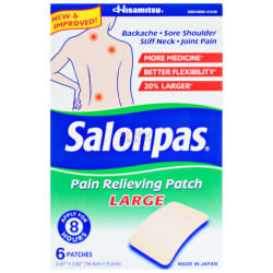 SALONPAS PAIN RELIEVING PATCH LARGE 6CT