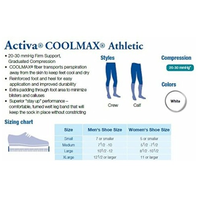 ACTIVA COOLMAX ATHL WH/XL 20-30M DS