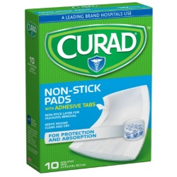 CURAD PAD NON-STICK W/ADH TAB 3"X4" 10CT