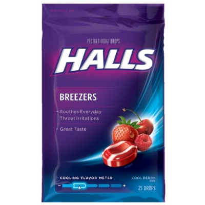 HALLS BREEZERS BAG S/F COOL BERRY 20CT