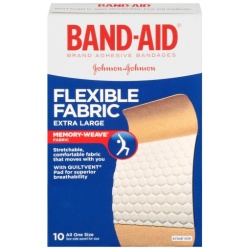 BAND AID FLEXIBLE FABRIC XL 10CT