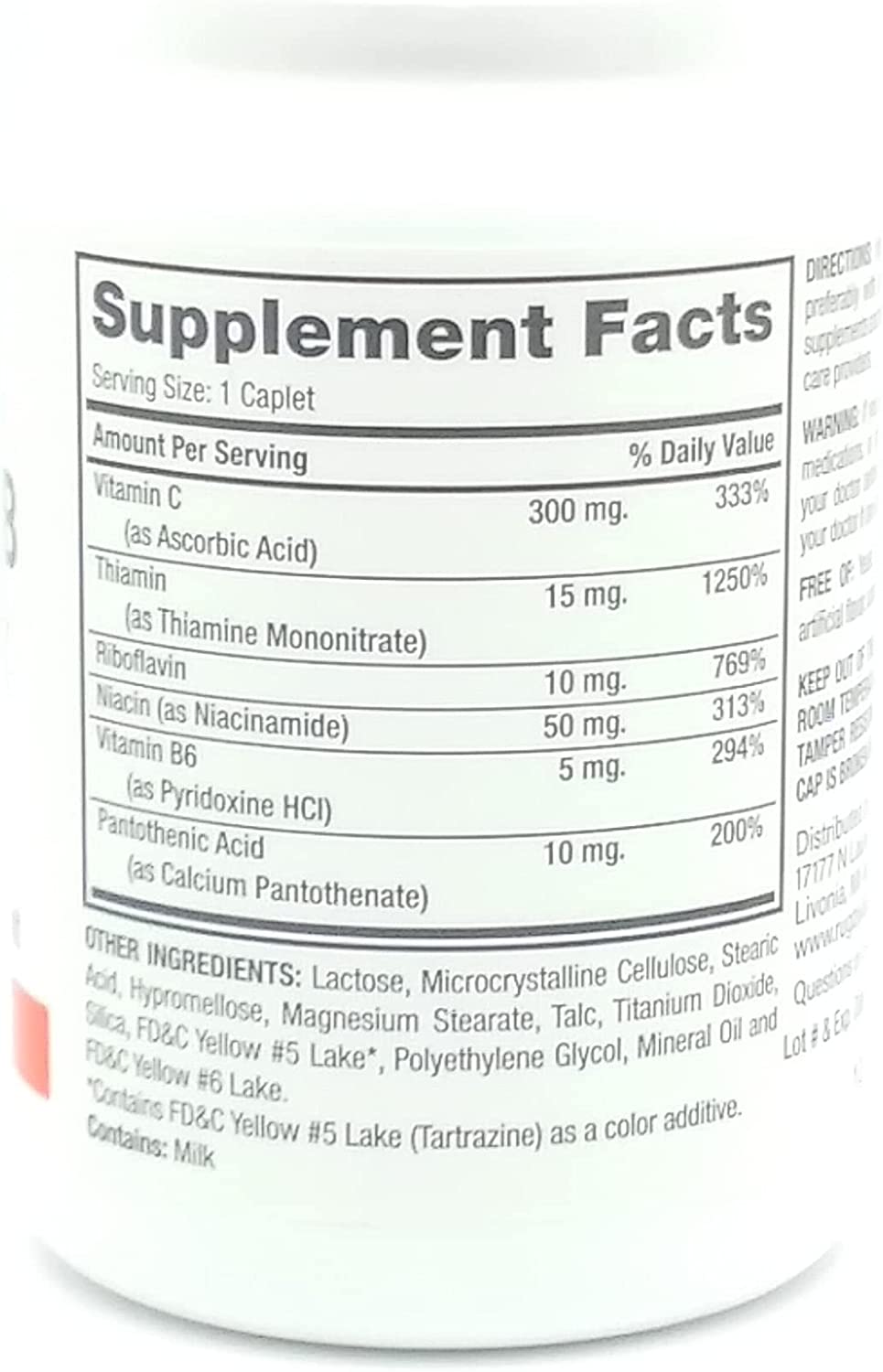 Rugby Vitamin B Complex with Vitamin C Vitamin Supplement 130 Caplets