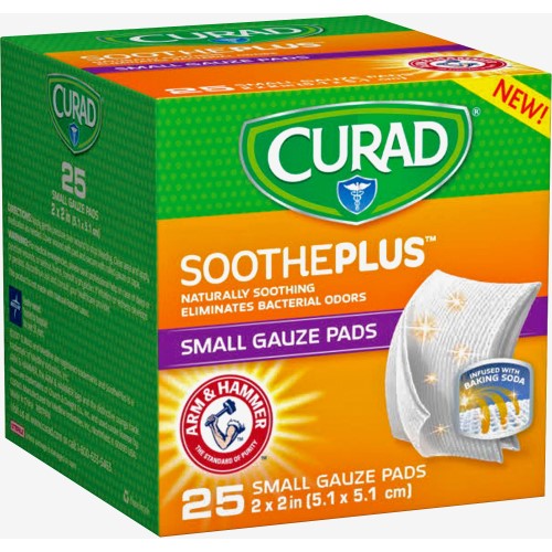 CURAD A&H SOOTHE PLUS GAUZE PAD 2X2 25CT