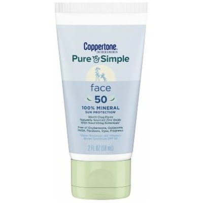 Coppertone Pure and Simple Mineral Face Sunscreen Lotion with Zinc Oxide - SPF 50 - 2 fl oz
