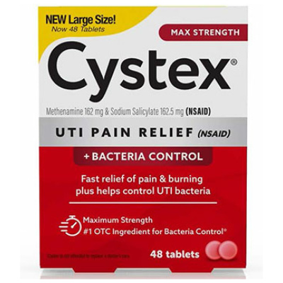 Cystex UTI Pain Relief, Maximum Strength Urinary Tract Infection Treatment, Relieves Pain & Urgency of Urinating, 48ct