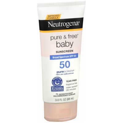 Neutrogena Pure & Free Baby Mineral Sunscreen Lotion with Broad Spectrum SPF 50 & Zinc Oxide, Water-Resistant, Hypoallergenic & Tear-Free Baby Sunscreen, 3 fl.