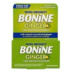 Non Drowsy Bonine Ginger for Motion Sickness, Sea Sickness, Car Sickness & Nause