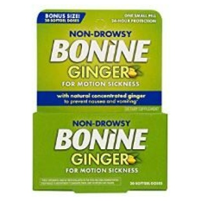 Non Drowsy Bonine Ginger for Motion Sickness, Sea Sickness, Car Sickness & Nause