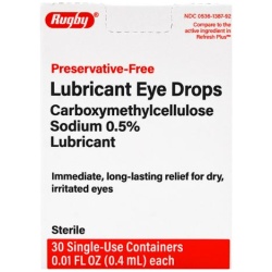 Rugby Preservative-Free Lubricant Eye Drops Dry Eyes 0.01 Fl Oz - 30 Single-Use Containers | Refresh Plus
