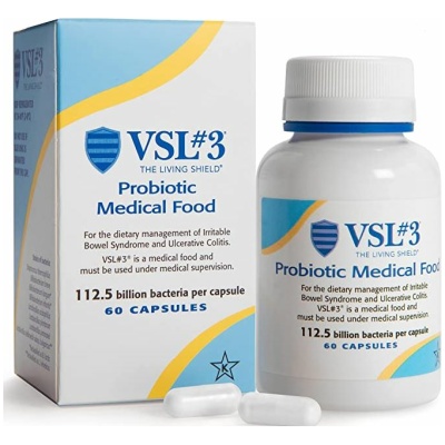 VSL#3 - Probiotic Medical Food for Dietary Management of Irritable Bowel Syndrome (IBS) - High Dose and High Potency Refrigerated Probiotic with 112.5 Billion CFU, 1-Pack 60 Capsules Each