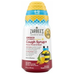 Zarbee's Kids All-in-One Daytime Cough, Age 6-12, Honey, Turmeric, B3,6,12 & Zinc, Grape, 4 fl oz